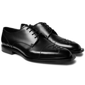 Fendi Black Leather FF Karligraphy Lace Up Derby